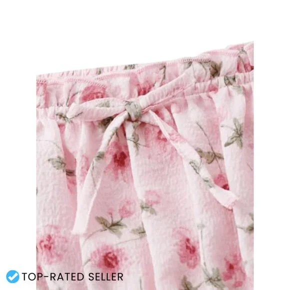 Floral Puff Sleeve Ruched A-Line Boho Flared Dress for Girls Casual Wear - Picture 4 of 4